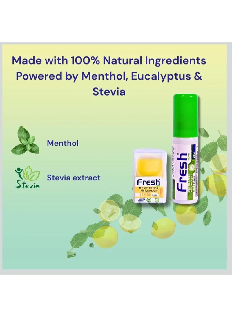 Fresh More Mouth Spray with Strips, (Mint Spray and Lemon Strips) Instant Fresh Breath Combo, Sugar-Free, Alcohol-Free, Natural Oral Care, Travel-Size Freshener, Use Anytime Anywhere. - Image 2